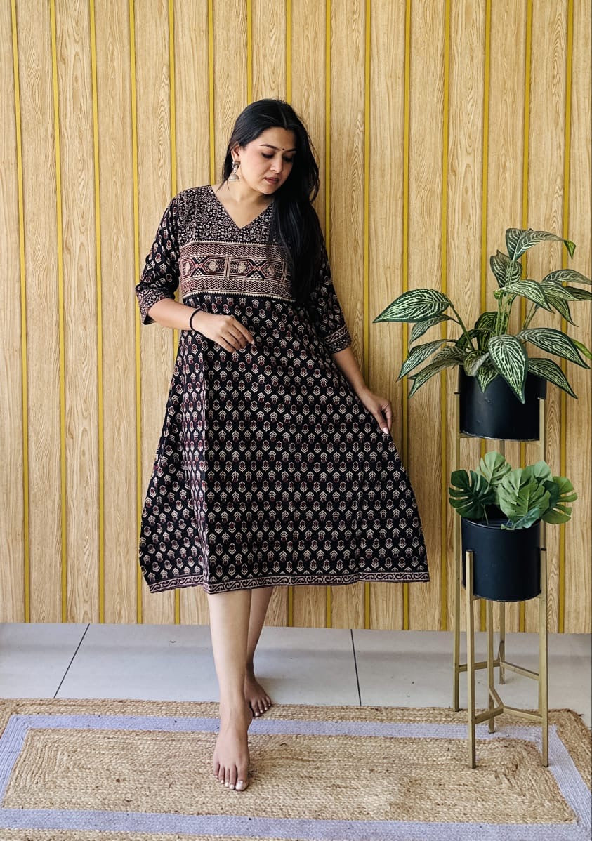 Ajrakh (cotton) handblock Aline kurti