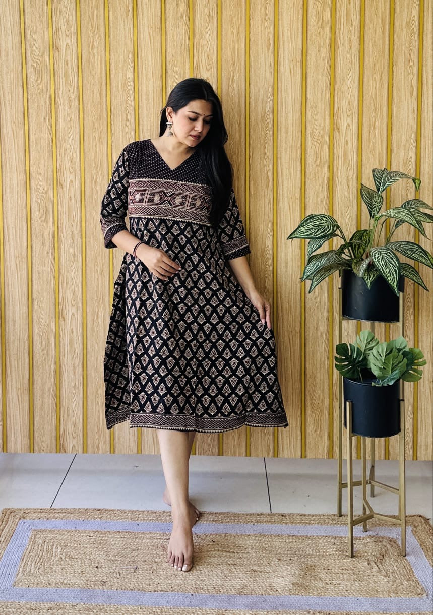 Ajrakh (cotton) handblock Aline kurti