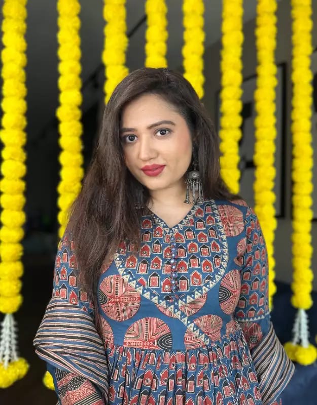 Ajrakh Anarkali suit
