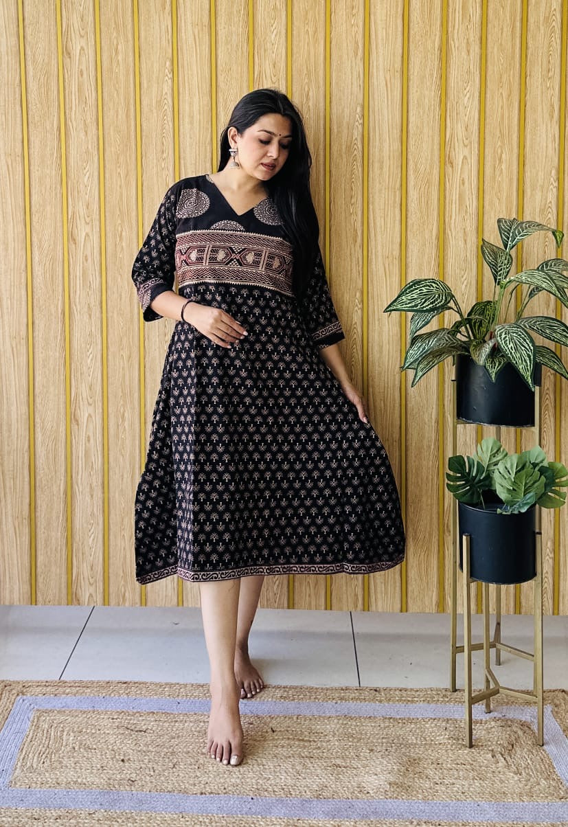 Ajrakh (cotton) handblock Aline kurti