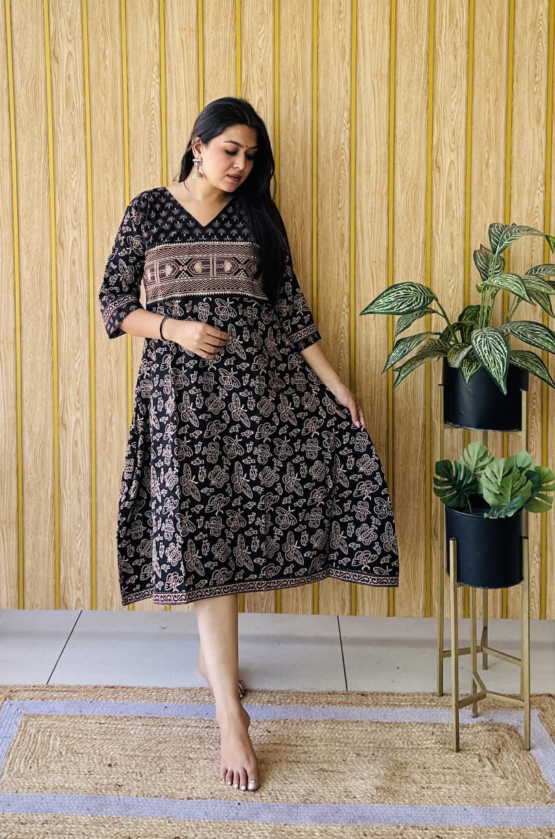 Ajrakh (cotton) handblock Aline kurti