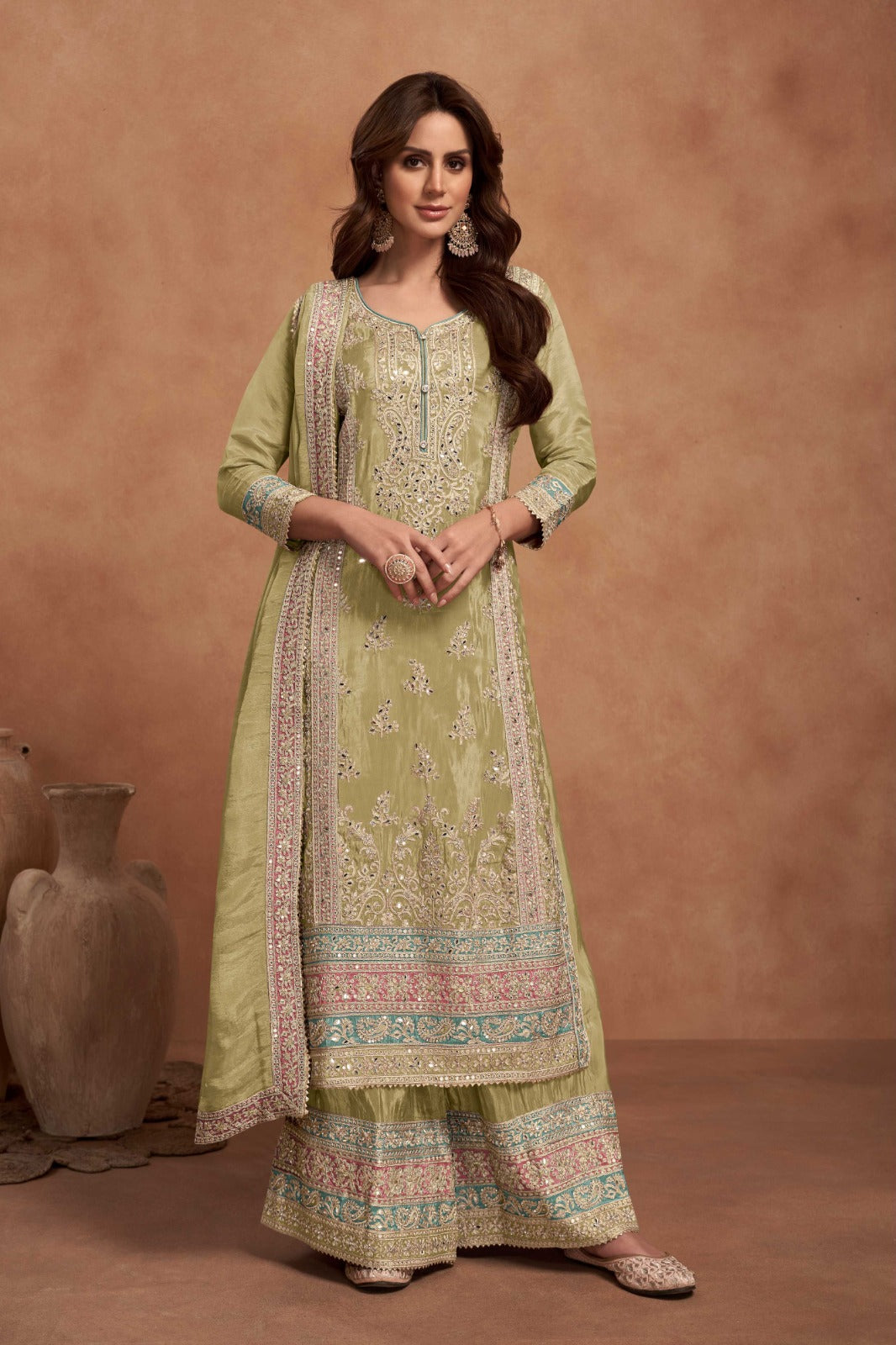 Real Simar Silk Top Plazzo Dupatta Set