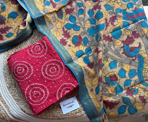 Bandhej Glaze Cotton Kurta