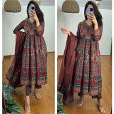 Ajrakh Anarkali suit