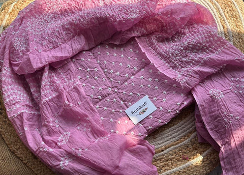 Bandhej kurta bottom dupatta set