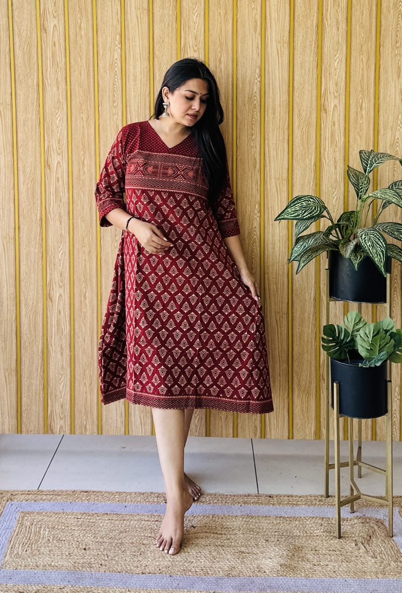 Ajrakh (cotton) handblock Aline kurti