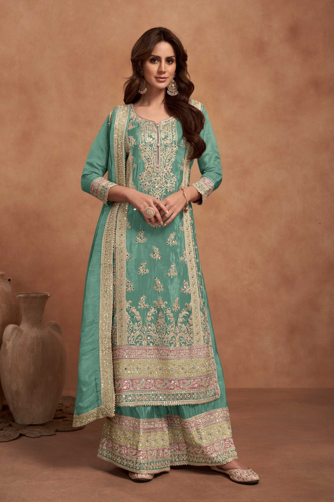 Real Simar Silk Top Plazzo Dupatta Set