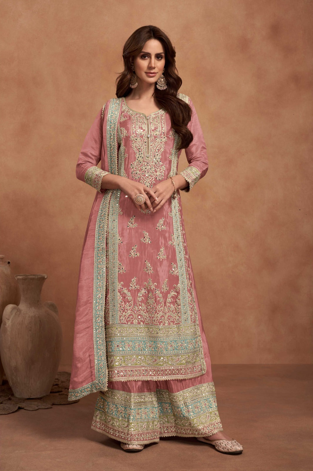 Real Simar Silk Top Plazzo Dupatta Set