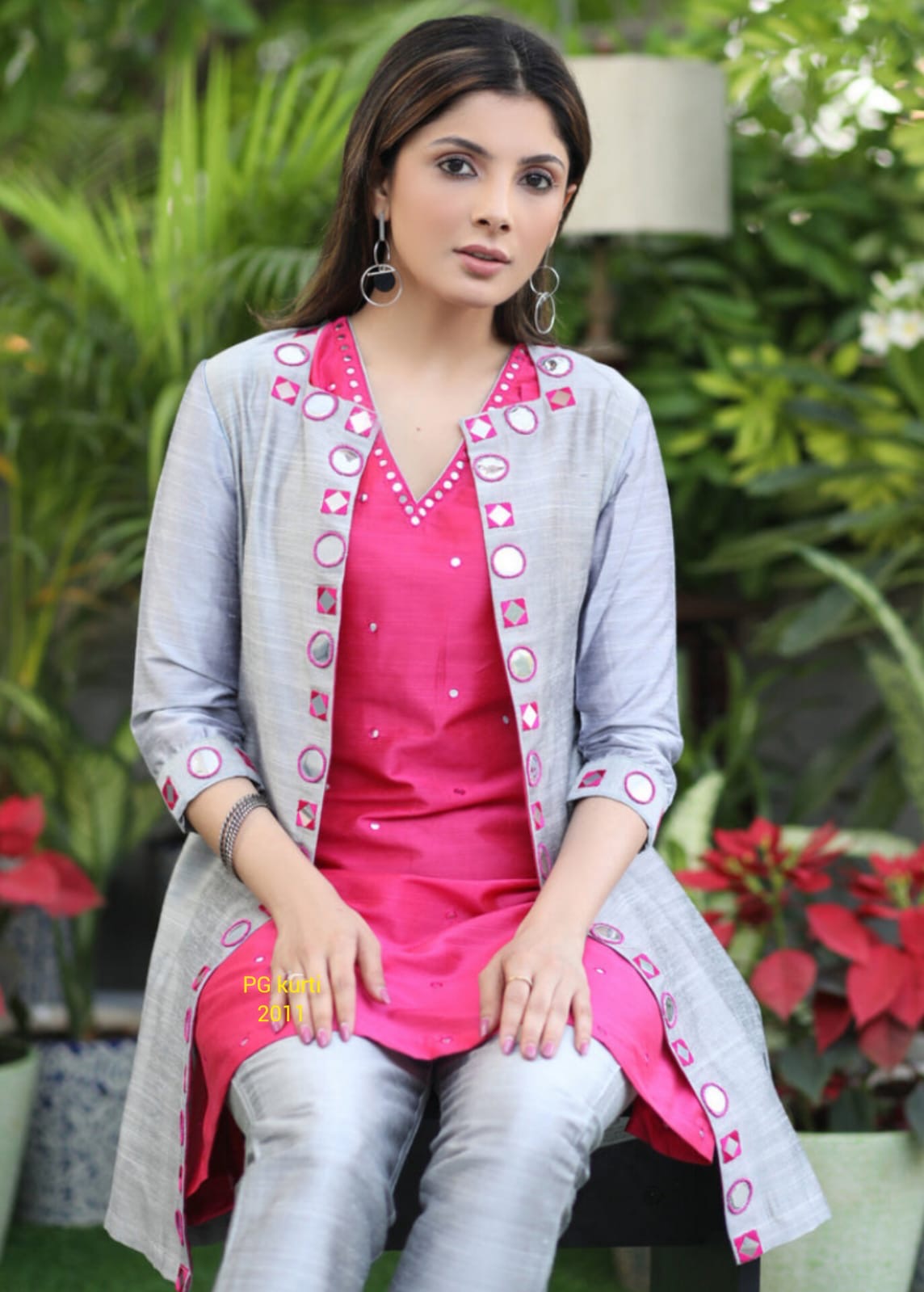 Cotton Silk Kurti Bottom Shrug Set