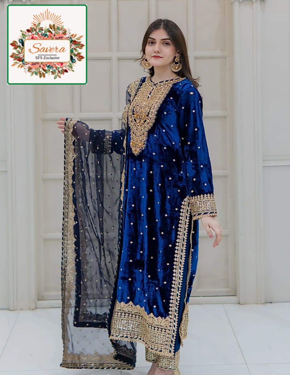 Velvet Collection Embroidery Kurta Set
