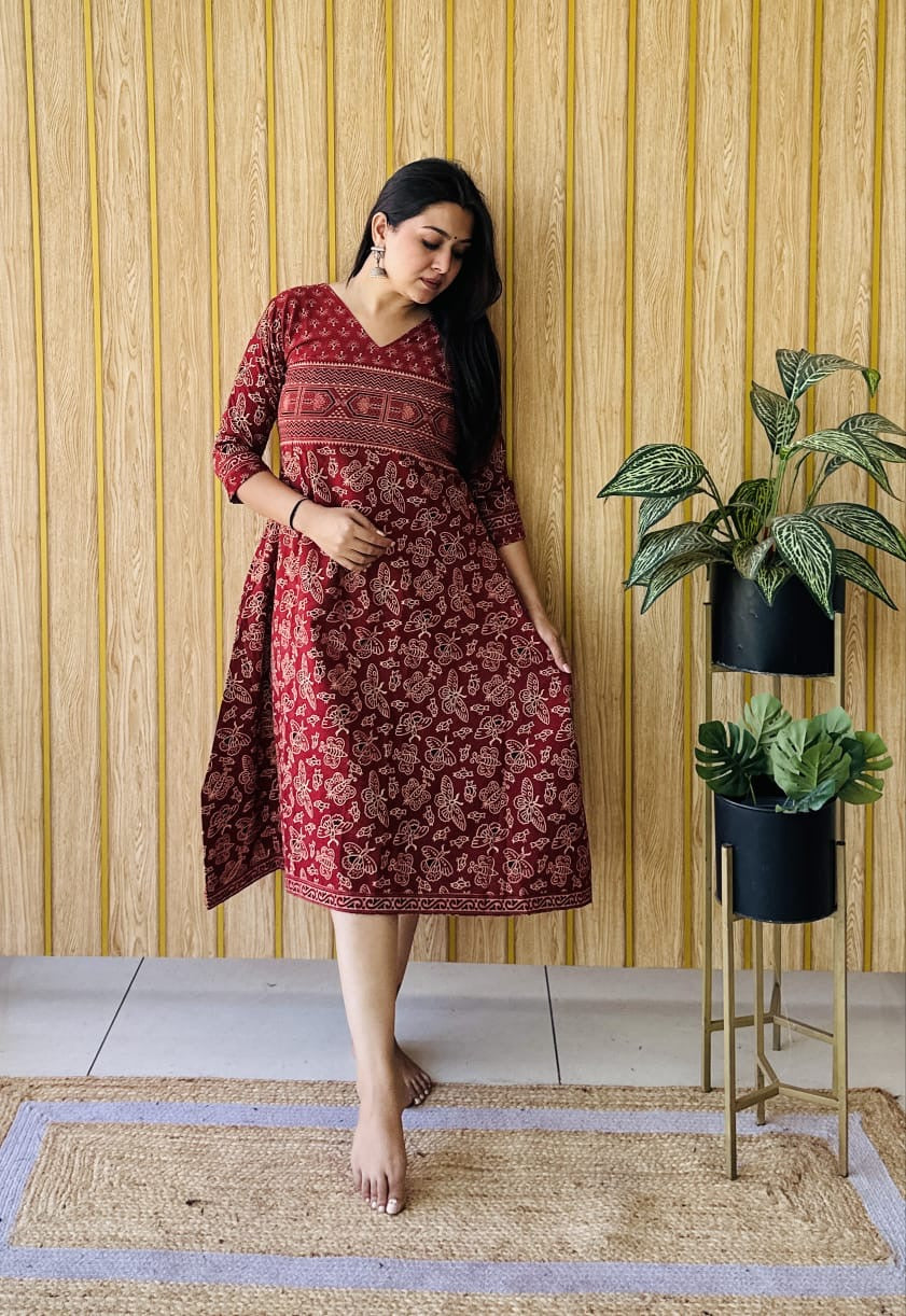 Ajrakh (cotton) handblock Aline kurti