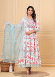 Anarkali with embroidery work kurti pant set