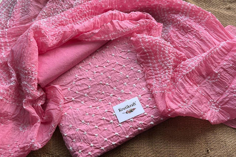 Bandhej kurta bottom dupatta set